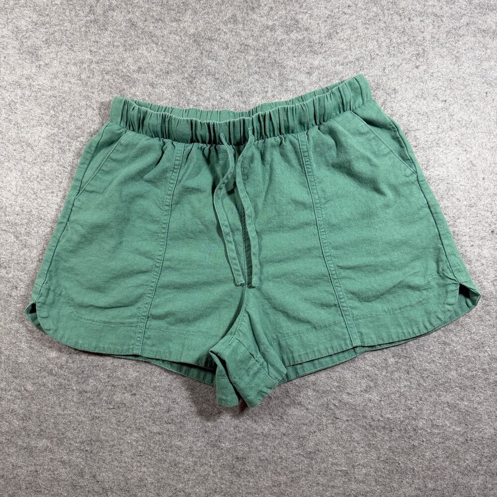 Universal Thread Shorts Womens S Green Linen Blend Relaxed Fit Split Hem Summer